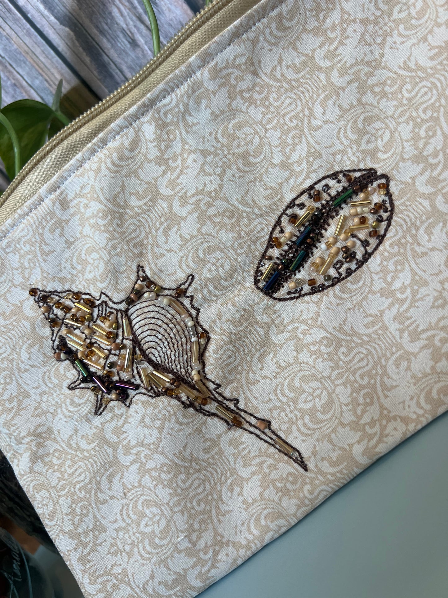 Golden Tide - Beaded Zip Pouch