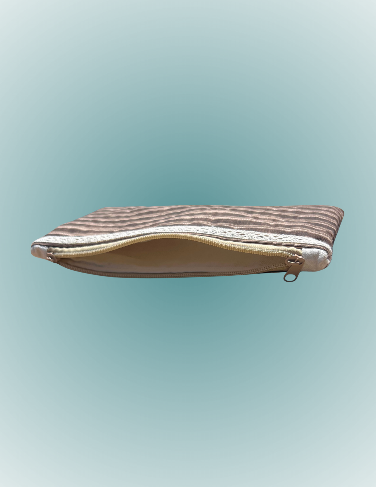 Beachside Espresso - Medium Wide Zip Pouch with Trim