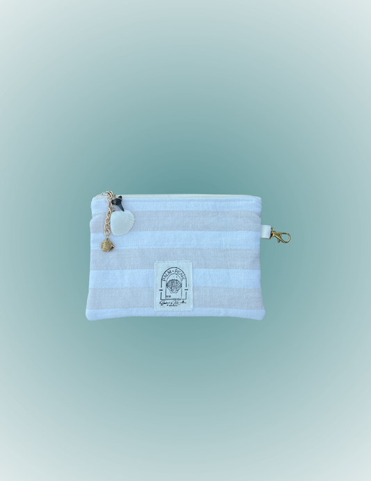 Sun, Sand, and Stripes - Medium Shell Pouch with Shell Zip