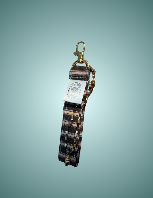 Beachside Espresso - Wristlet Keychain with Charm