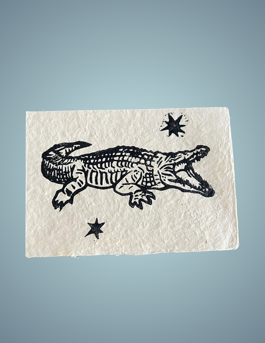 Linocut Print - American Alligator