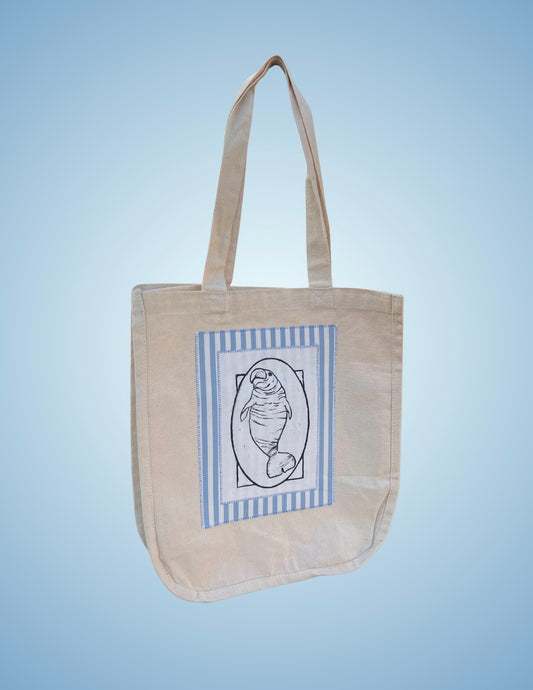 Printed Manatee Patch - Tote Bag