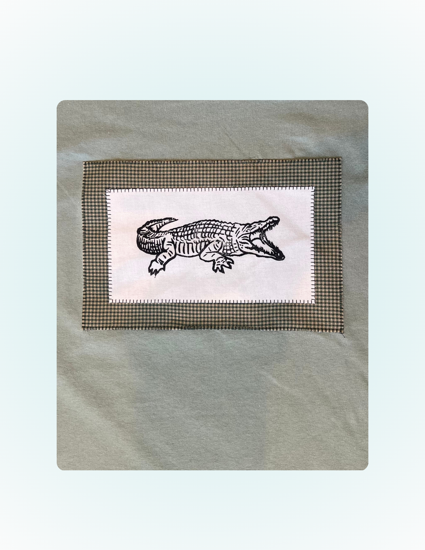 Linocut Printed T-Shirt - American Alligator