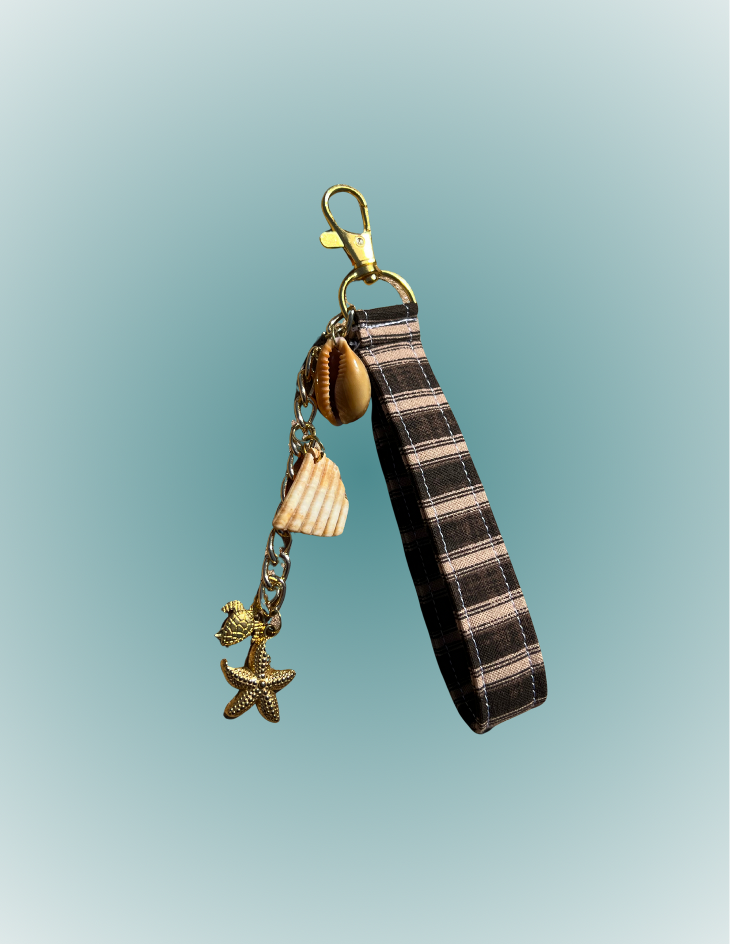 Beachside Espresso - Wristlet Keychain with Charm