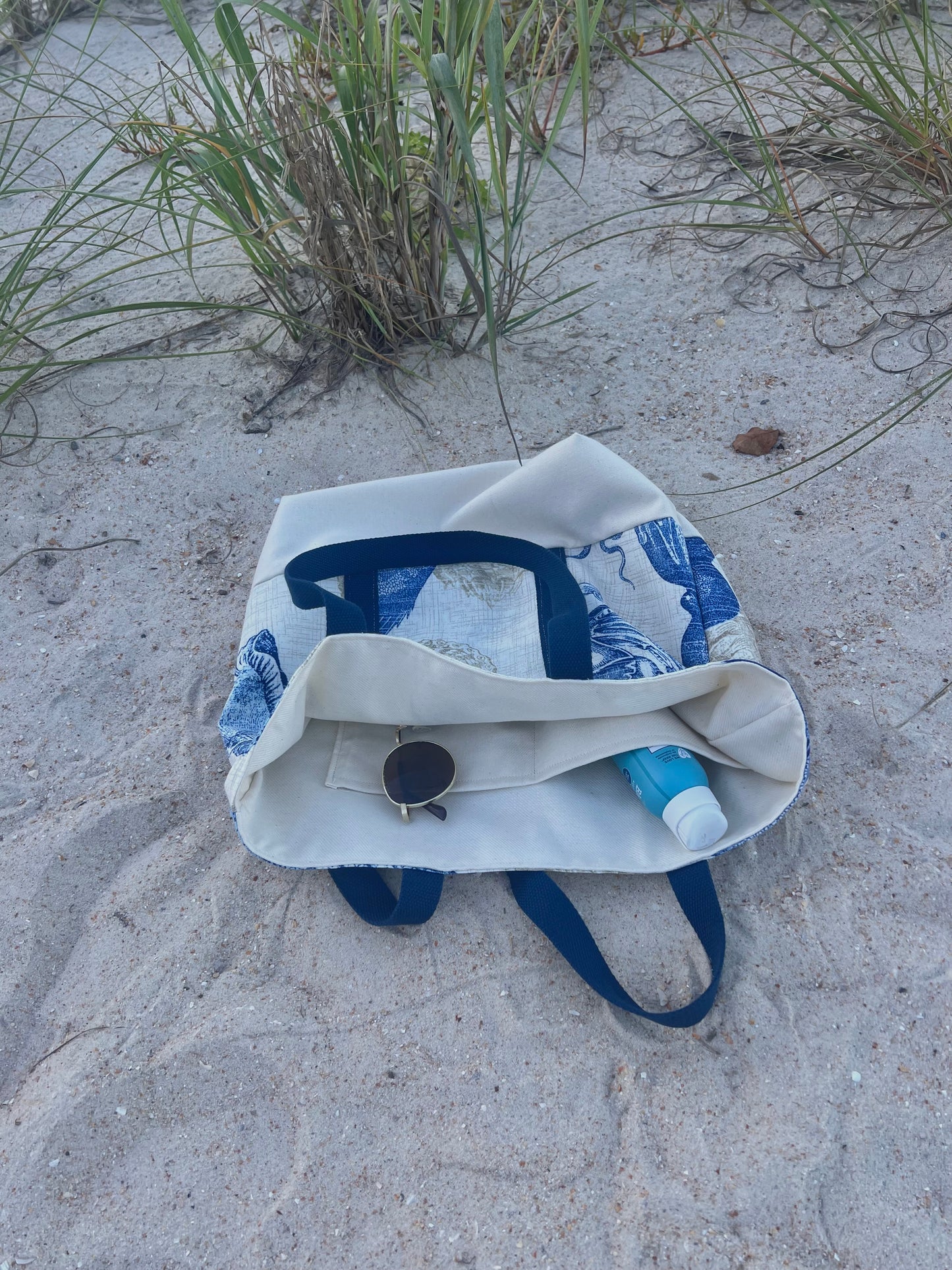 Ocean Wanderer Tote – Royal Blue & Tan