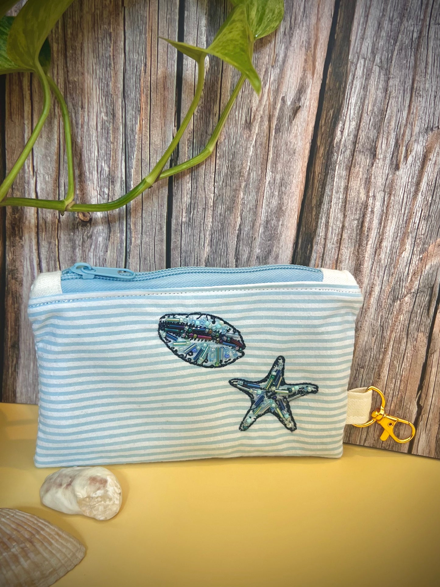 Shoreline Sparkle - Beaded Zip Pouch