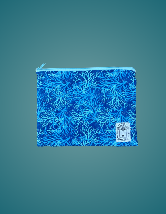 Coral Blues - Large Zip Pouch