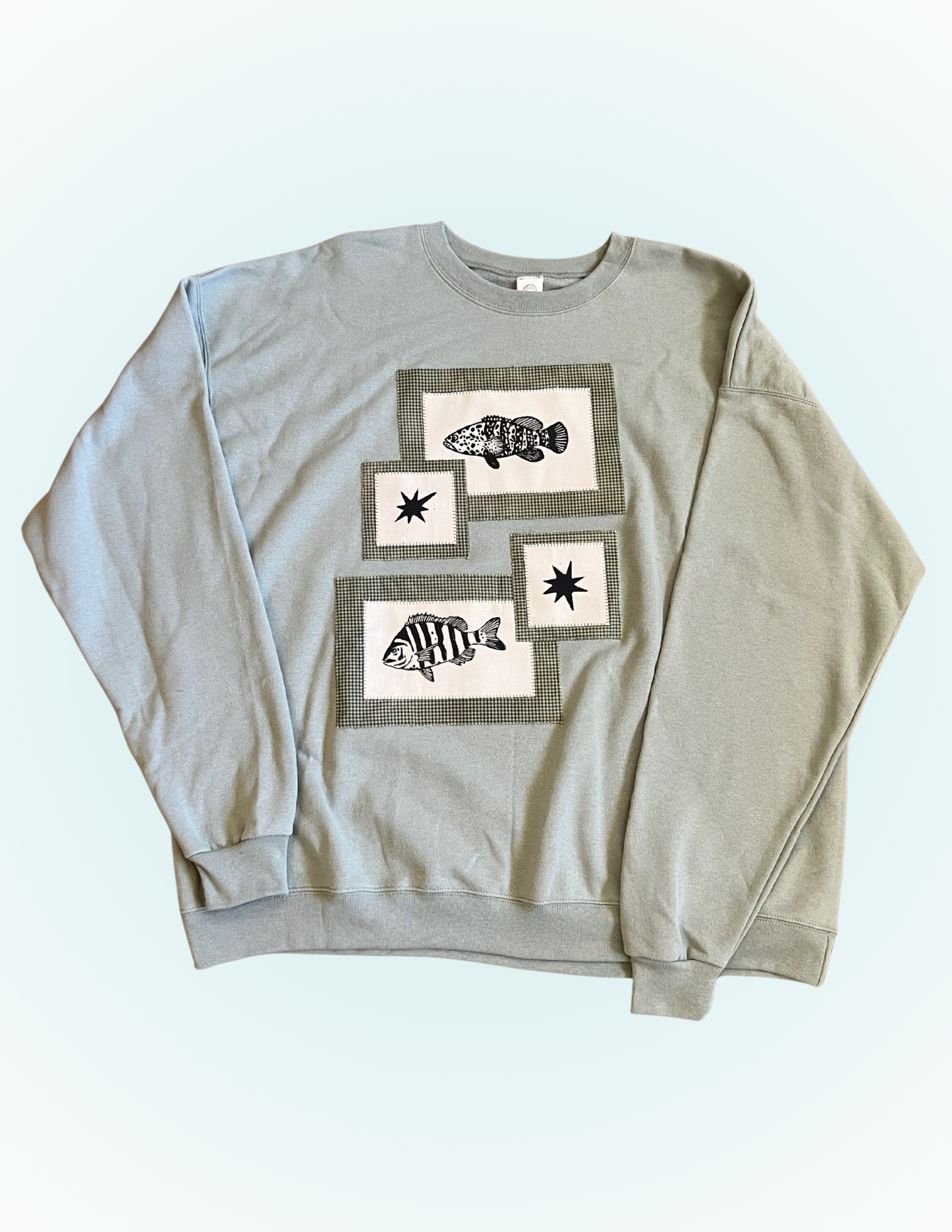 Linocut Patch Hoodie - Grouper + Sheepshead