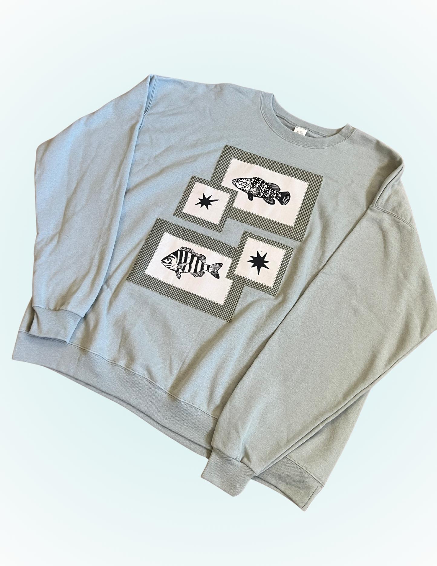 Linocut Patch Hoodie - Grouper + Sheepshead