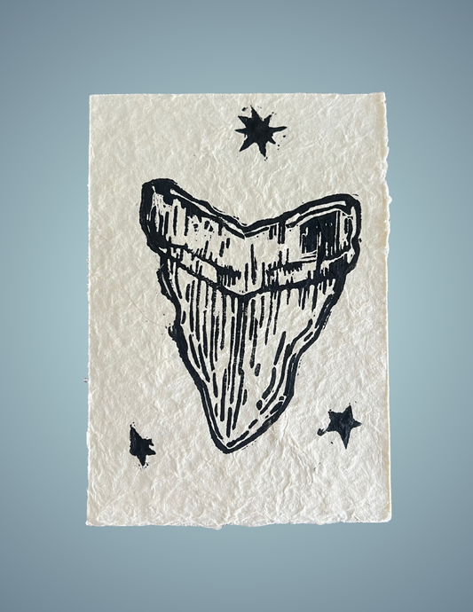 Linocut Print - Shark's Tooth
