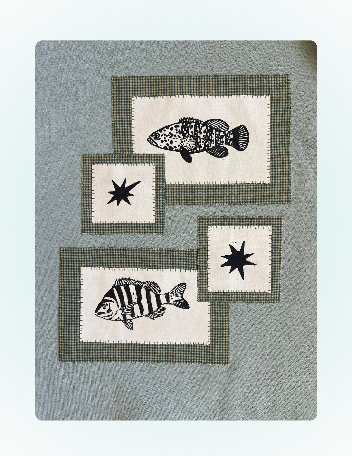 Linocut Patch Hoodie - Grouper + Sheepshead