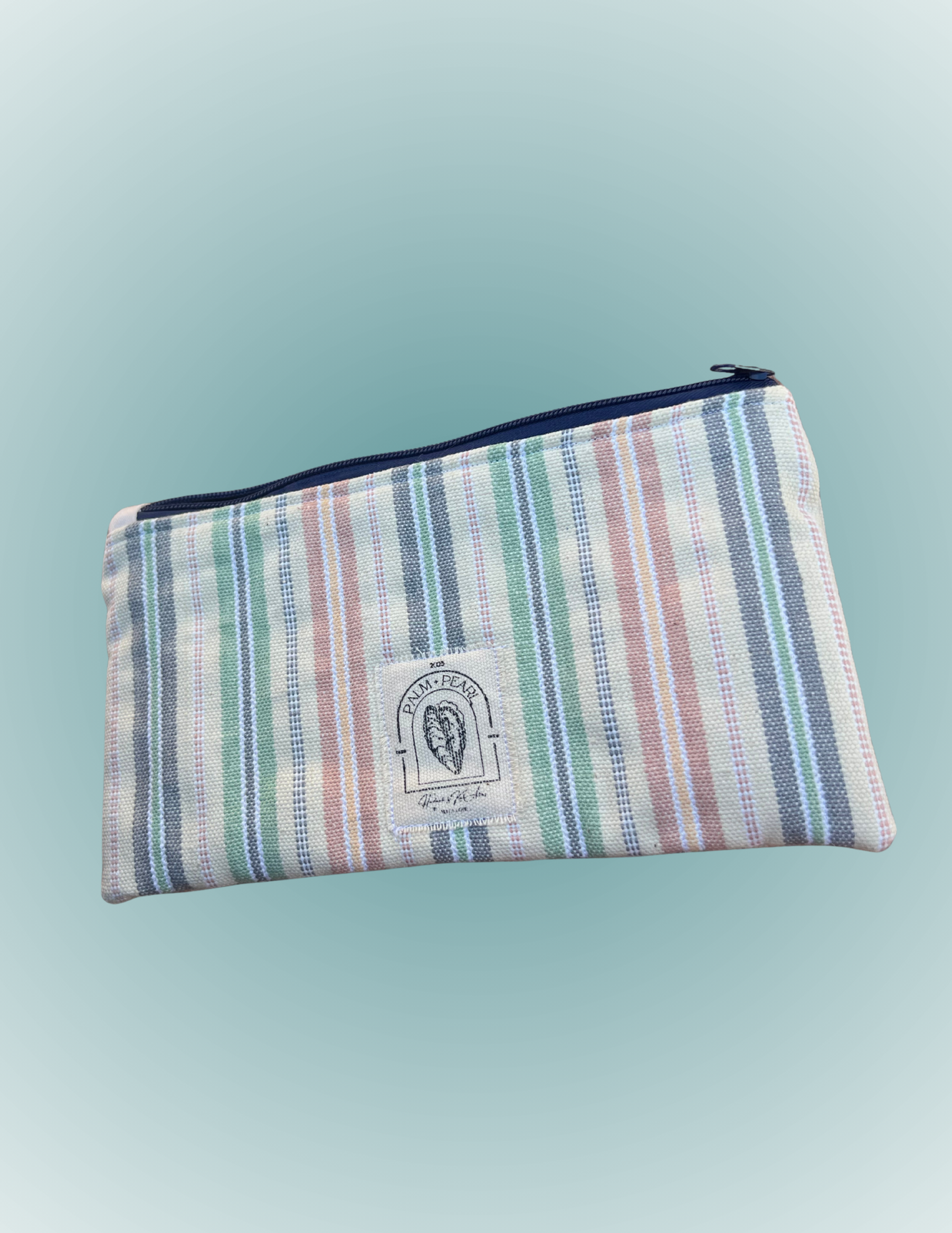 Vintage Tide - Medium Wide Embroidered Zip Pouch