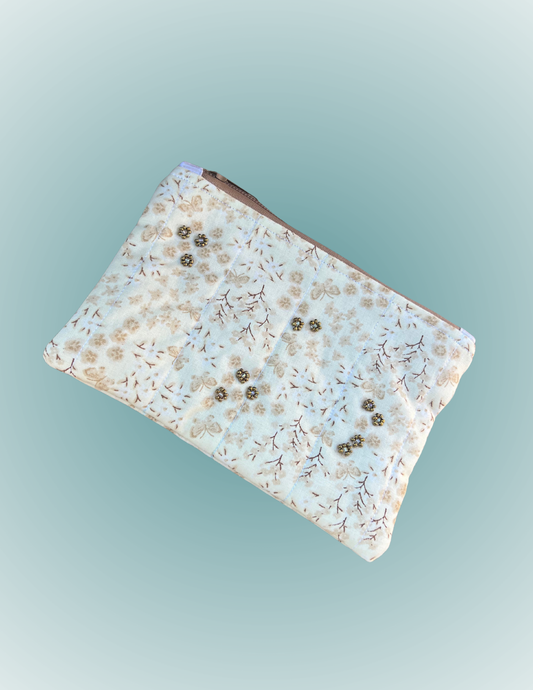 Seaside Flutter - Small Hand-Beaded Zip Pouch