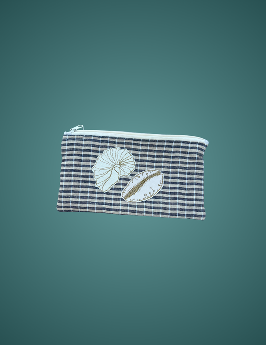 Harbor Plaid - Medium-Long Embroidered Zip Pouch