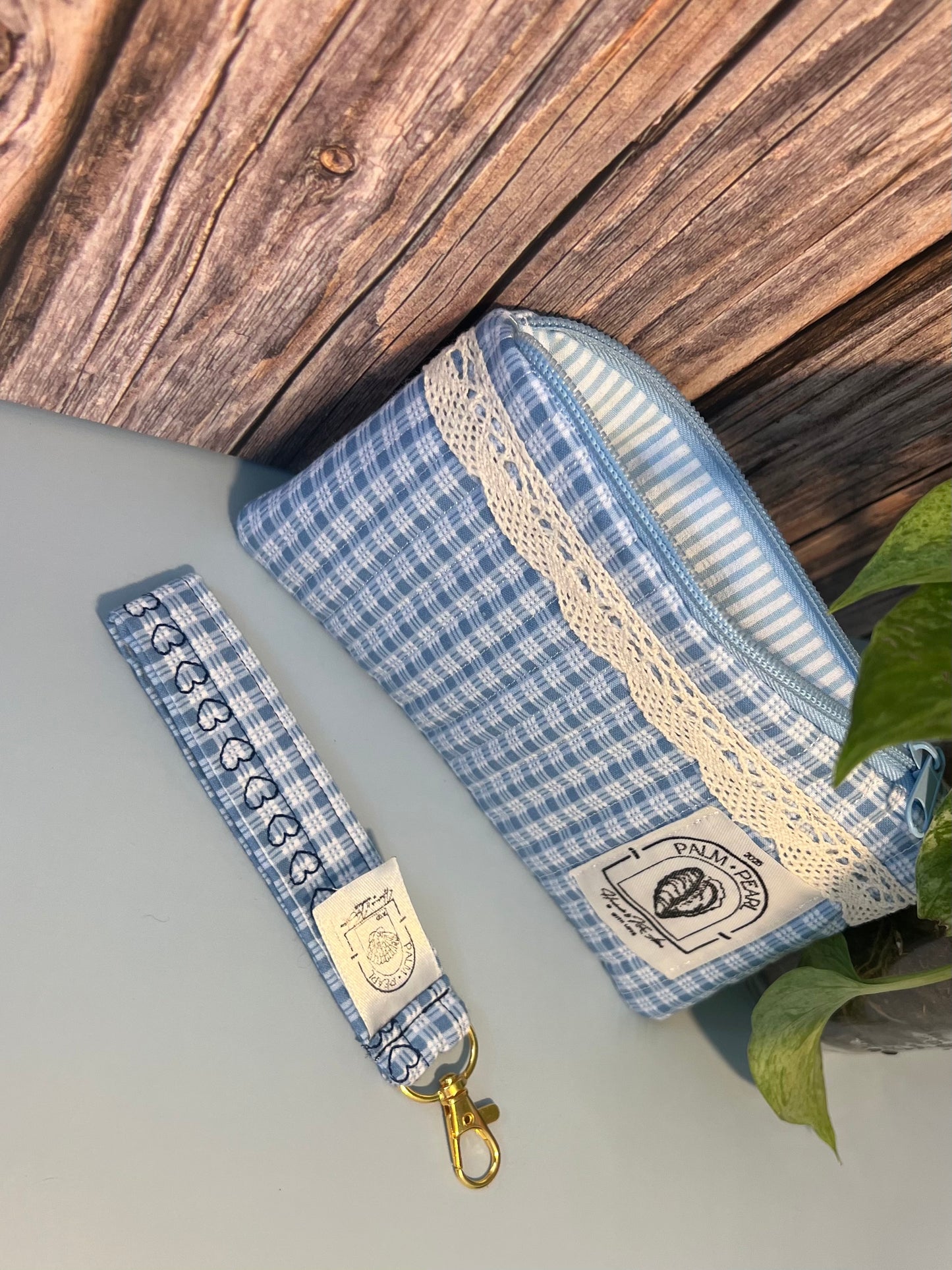 Seaside Picnic - Small Quilted Zip Pouch with Trim Border