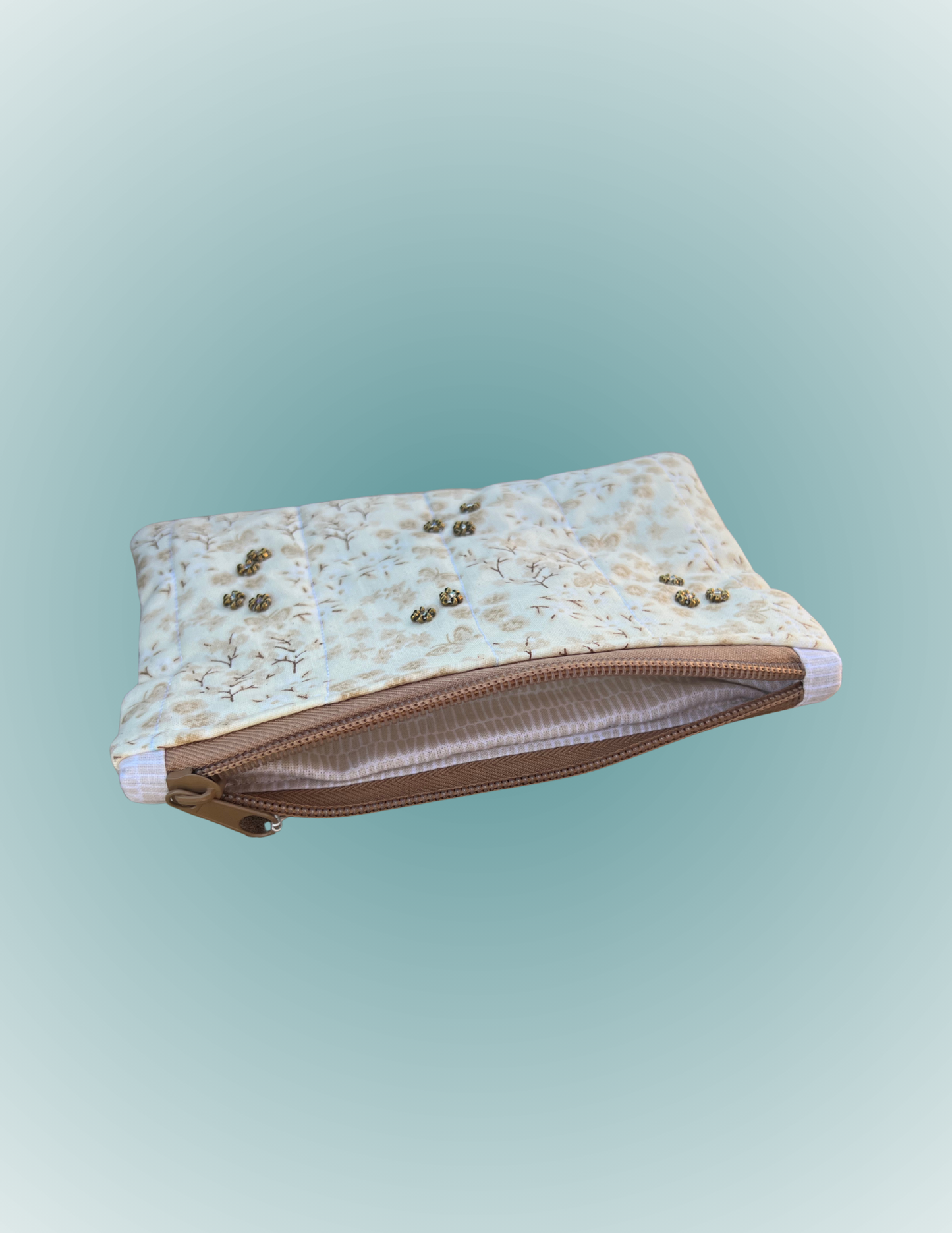 Seaside Flutter - Small Hand-Beaded Zip Pouch