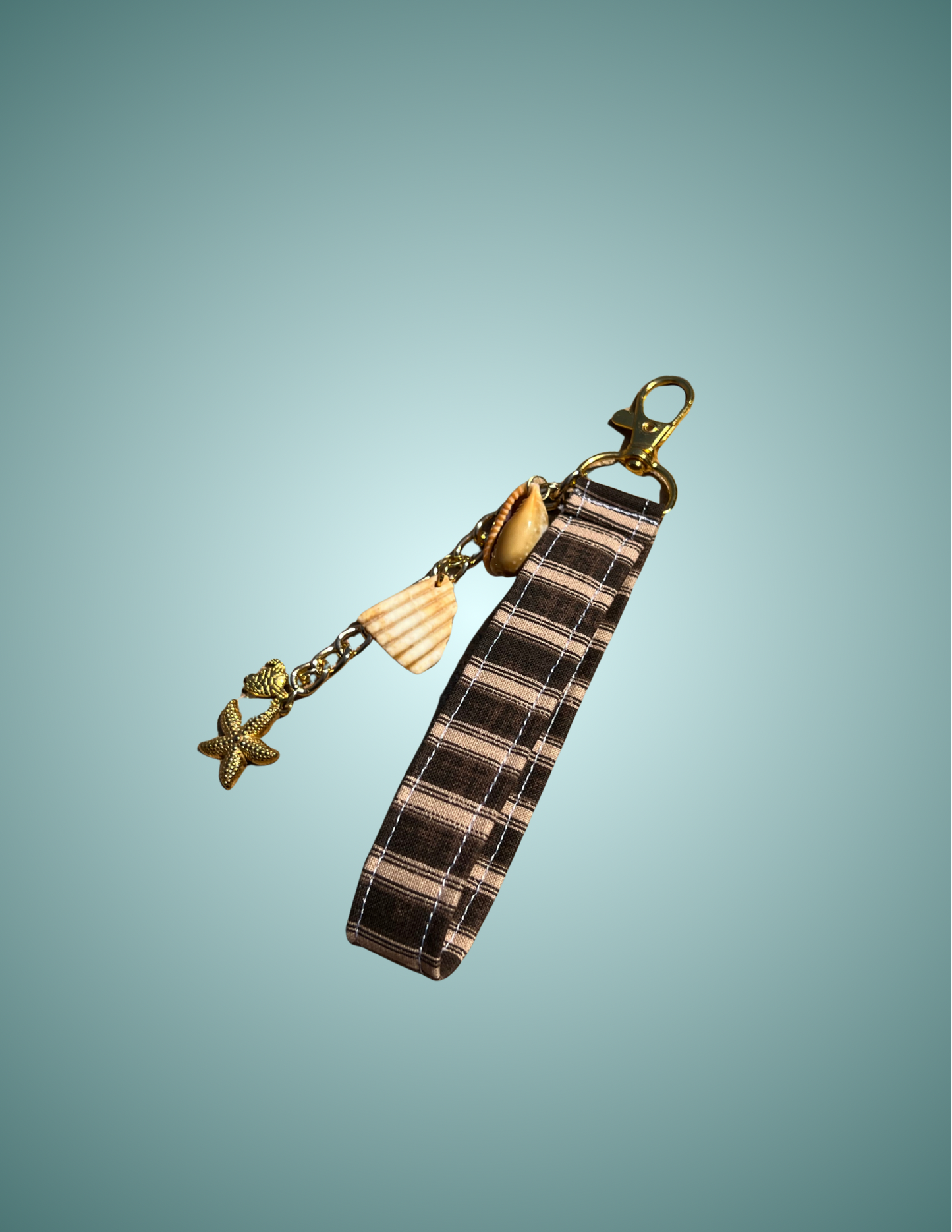 Beachside Espresso - Wristlet Keychain with Charm