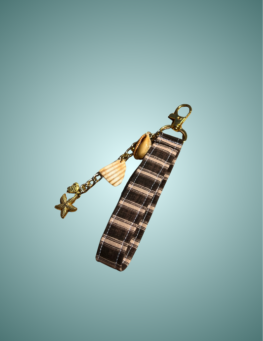 Beachside Espresso - Wristlet Keychain with Charm