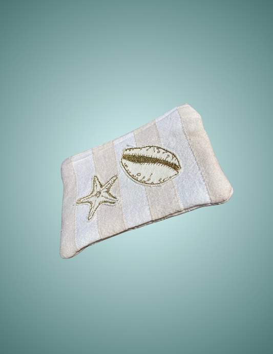 Sun, Sand, and Stripes - Small Embroidered Zip Pouch