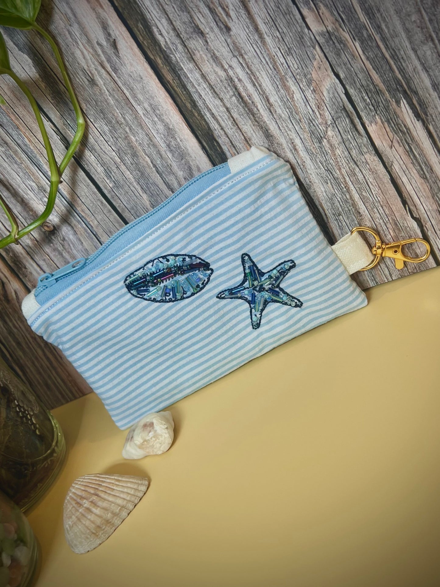 Shoreline Sparkle - Beaded Zip Pouch
