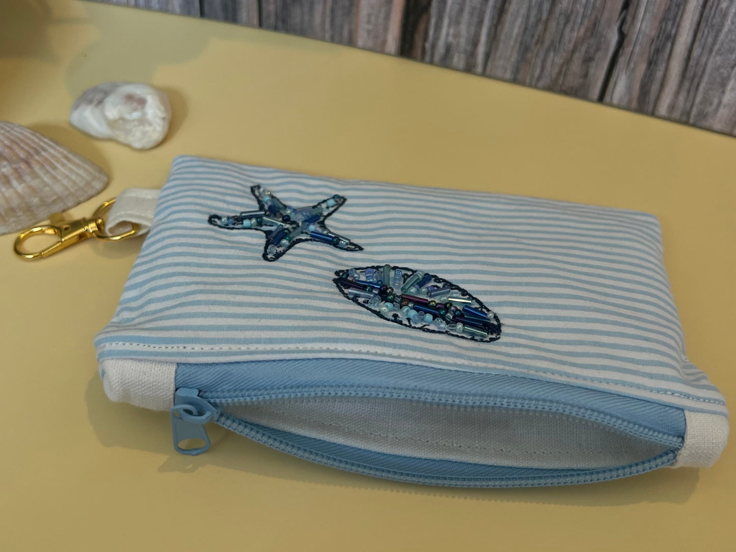 Shoreline Sparkle - Beaded Zip Pouch