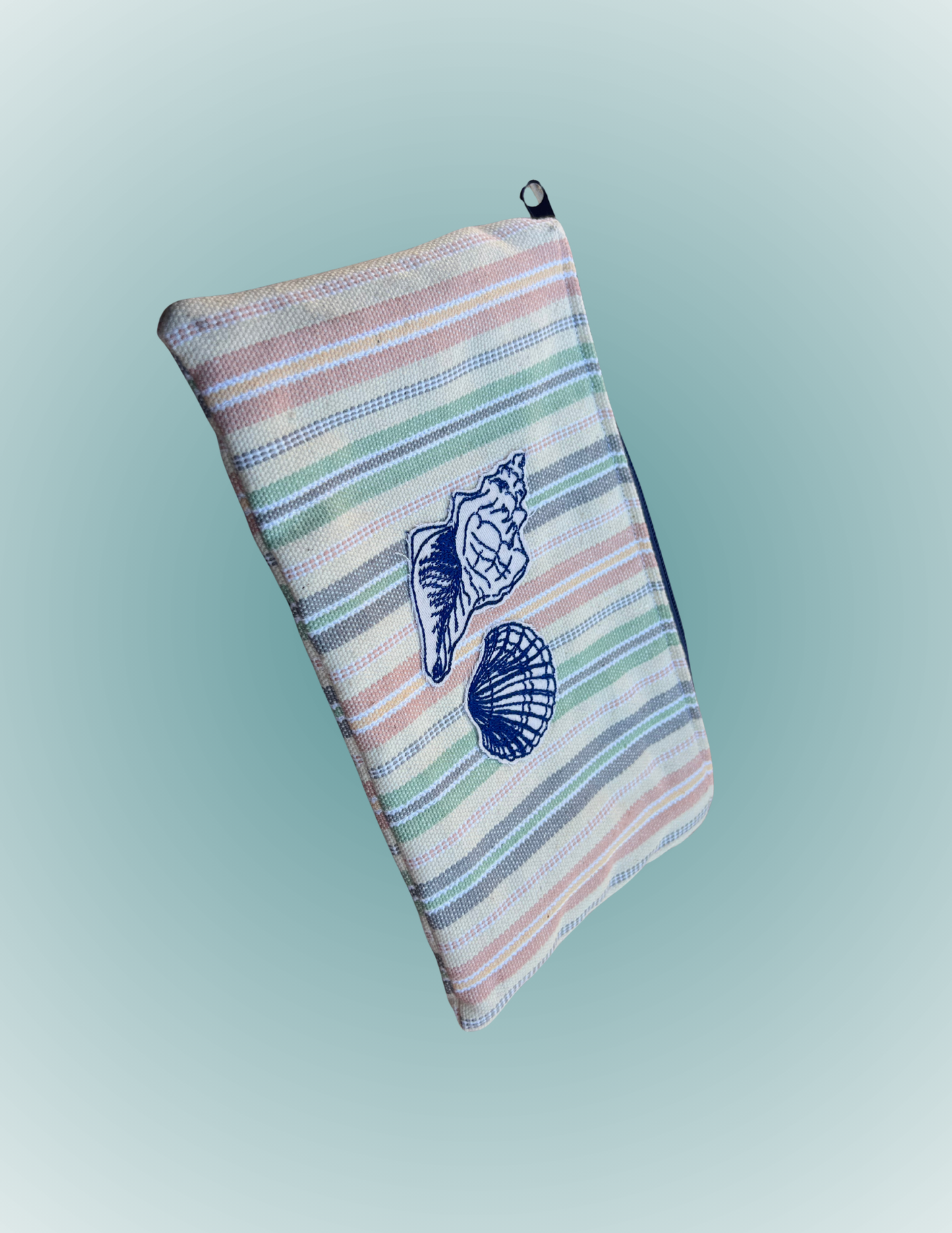 Vintage Tide - Medium Wide Embroidered Zip Pouch