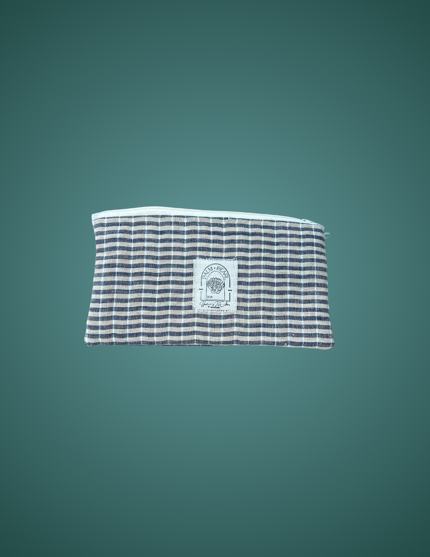 Harbor Plaid - Medium-Long Embroidered Zip Pouch