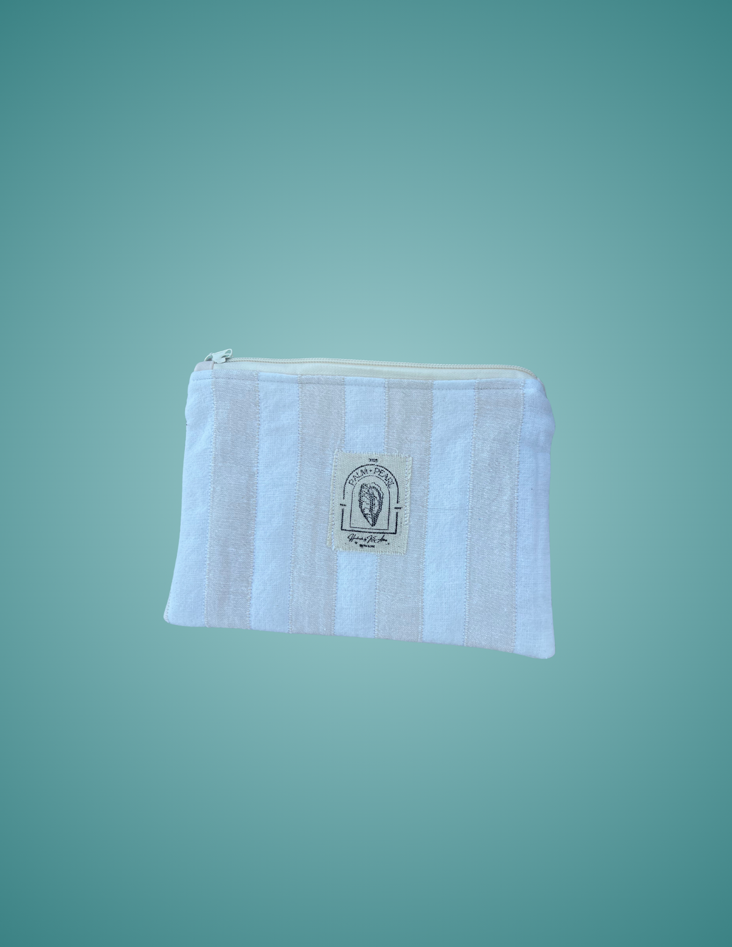 Sun, Sand, and Stripes - Medium Embroidered Zip Pouch