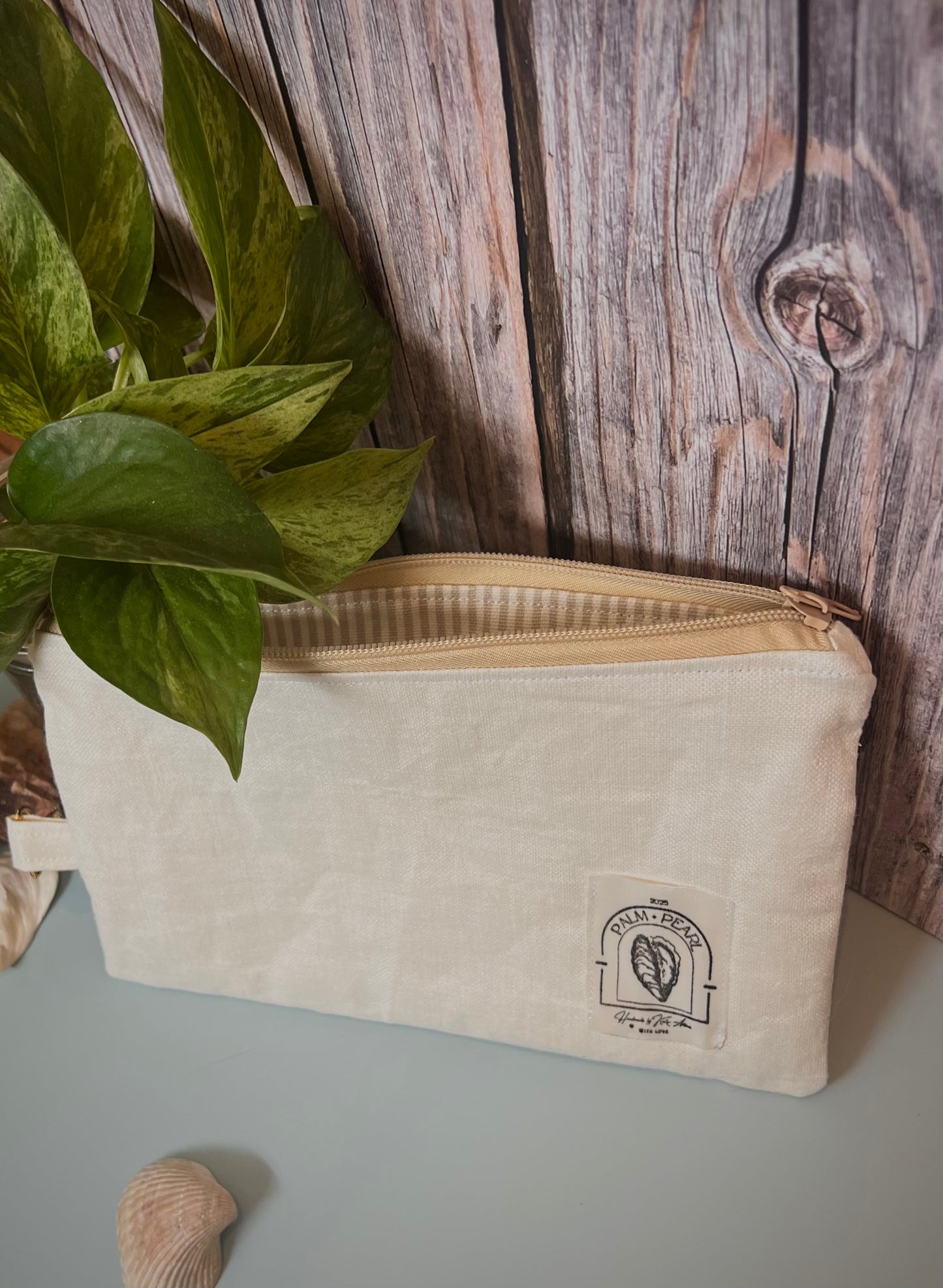 Golden Drift - Beaded Zip Pouch