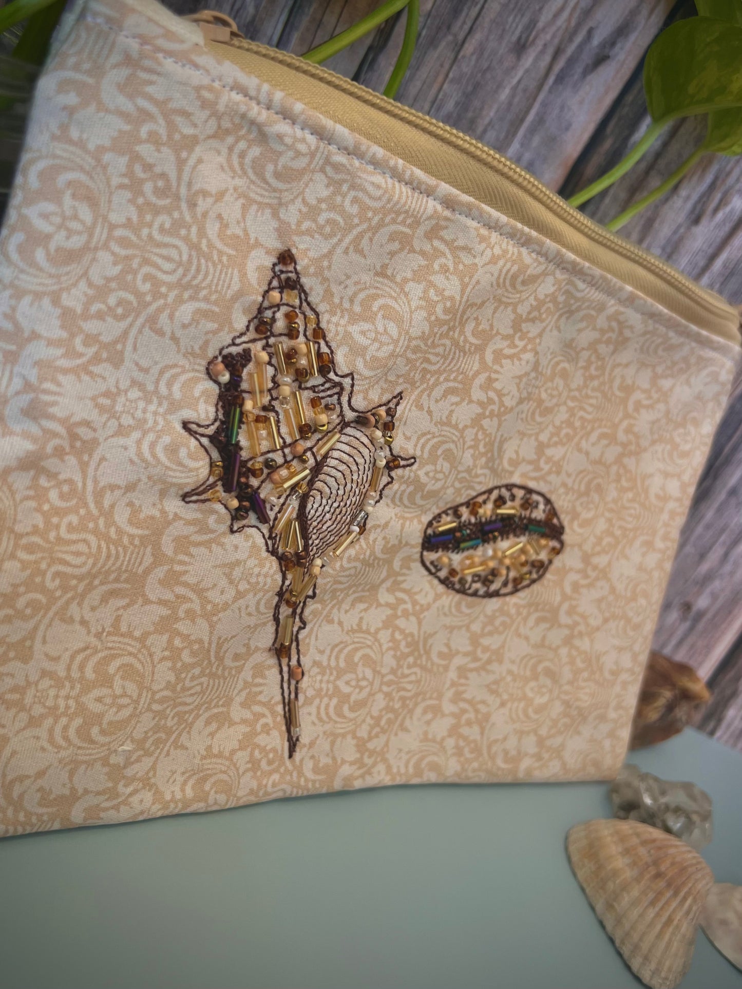 Golden Tide - Beaded Zip Pouch