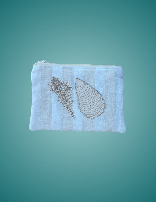 Sun, Sand, and Stripes - Medium Embroidered Zip Pouch
