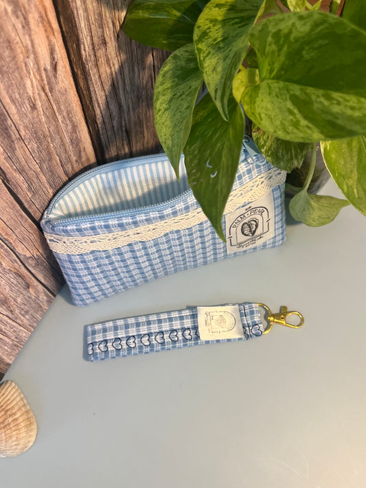Seaside Picnic - Small Quilted Zip Pouch with Trim Border