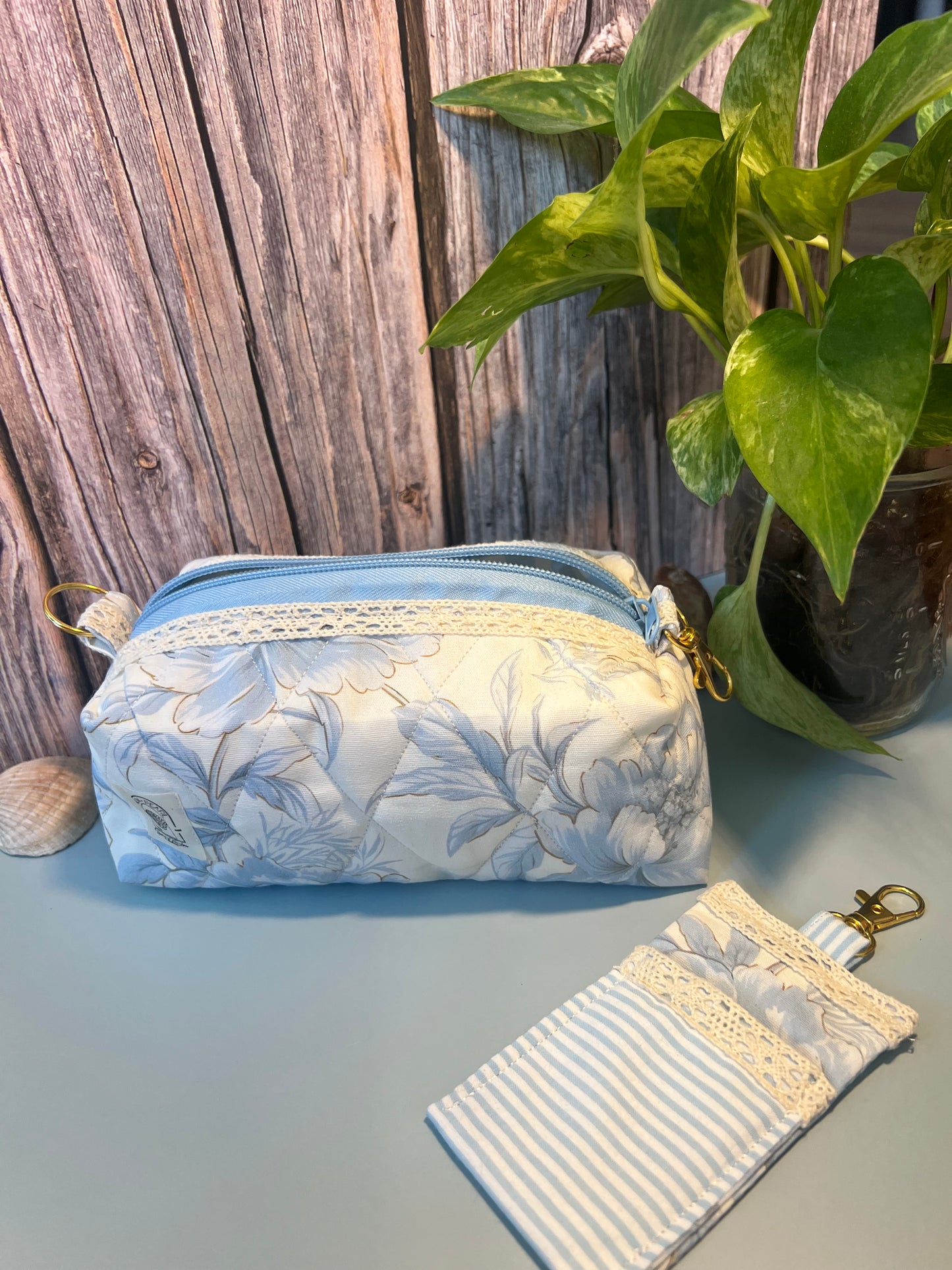 Golden Bloom Blue Floral - Boxy Bag