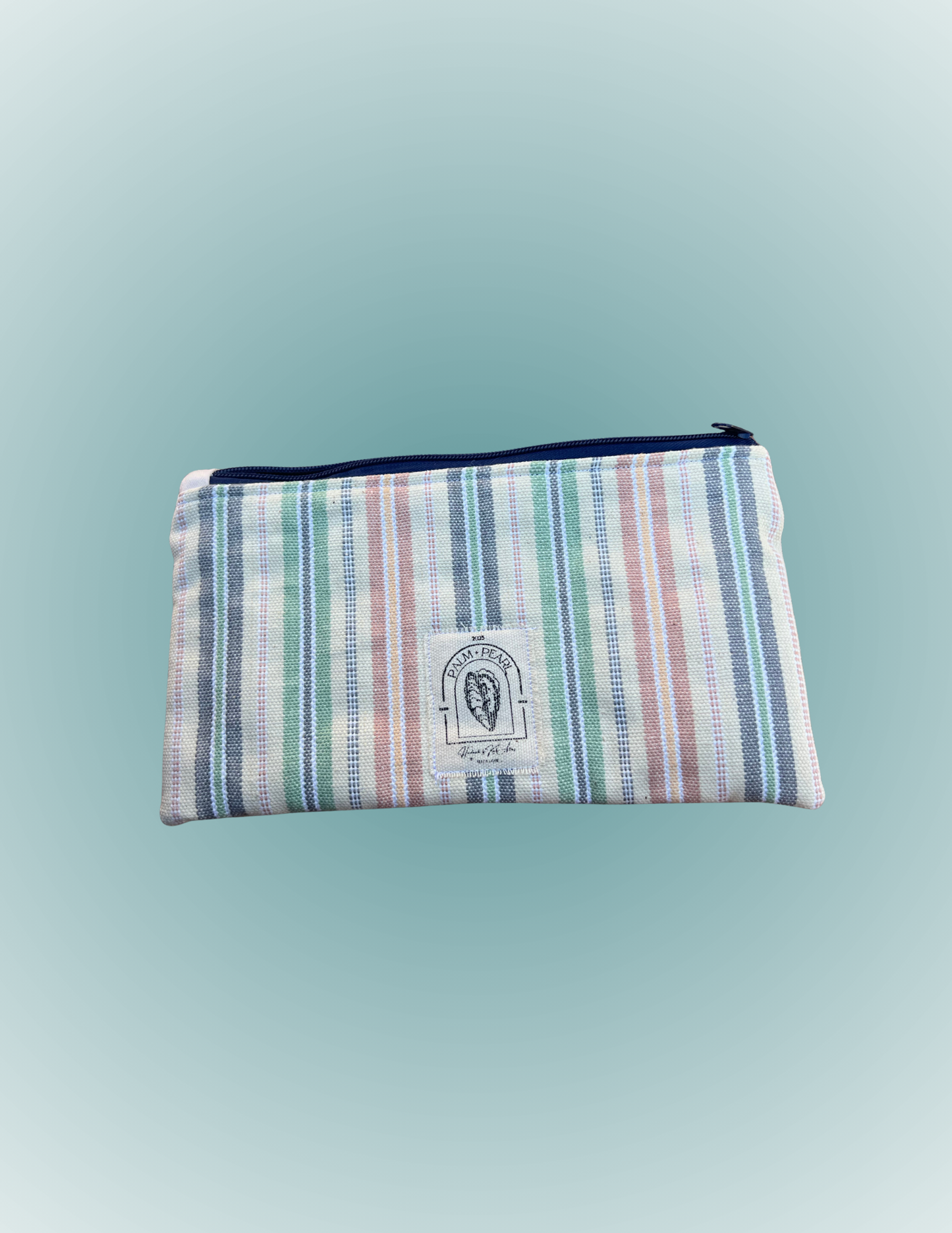 Vintage Tide - Medium Wide Embroidered Zip Pouch