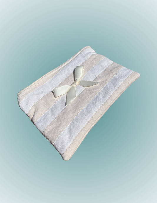 Sun, Sand, and Stripes - Medium Zip Pouch with Bow
