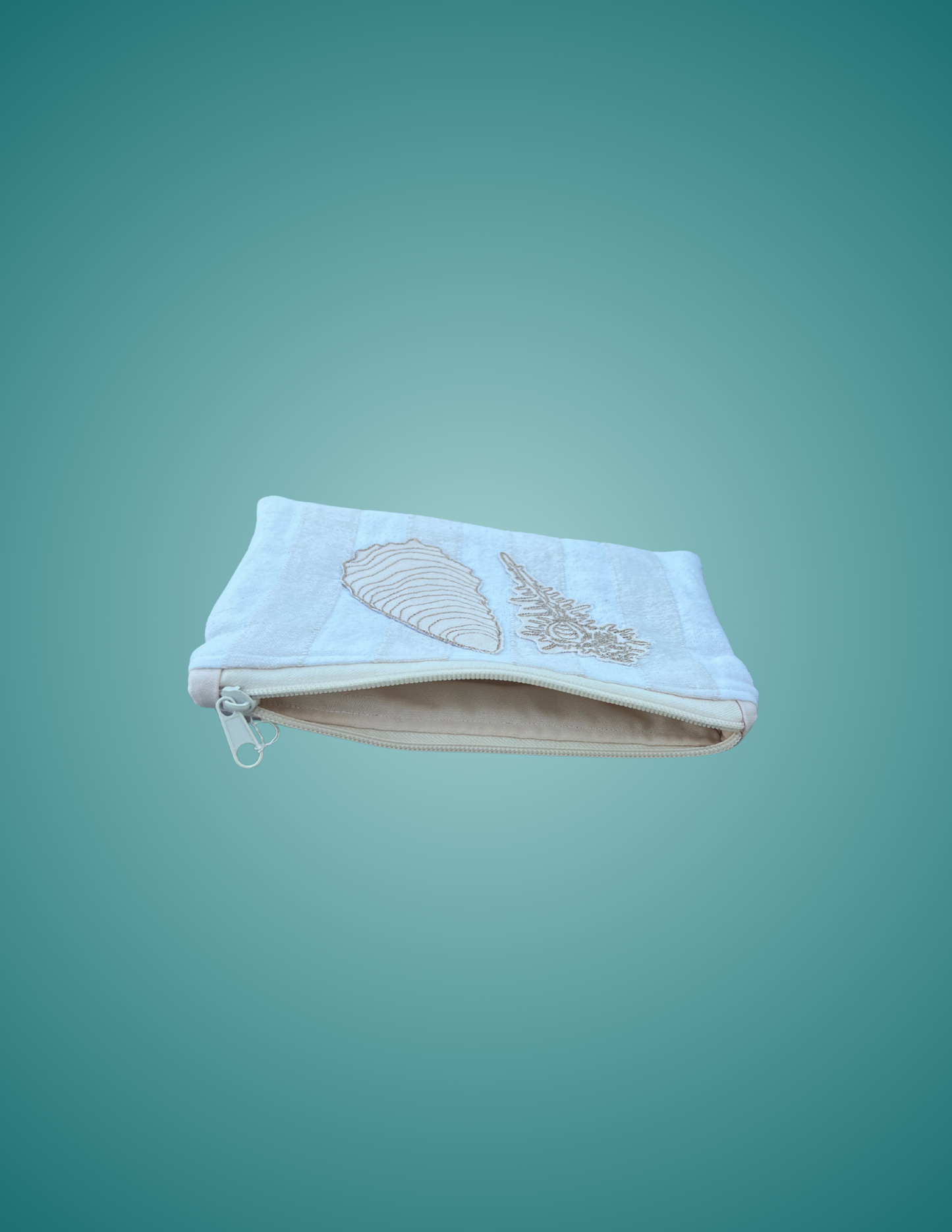 Sun, Sand, and Stripes - Medium Embroidered Zip Pouch