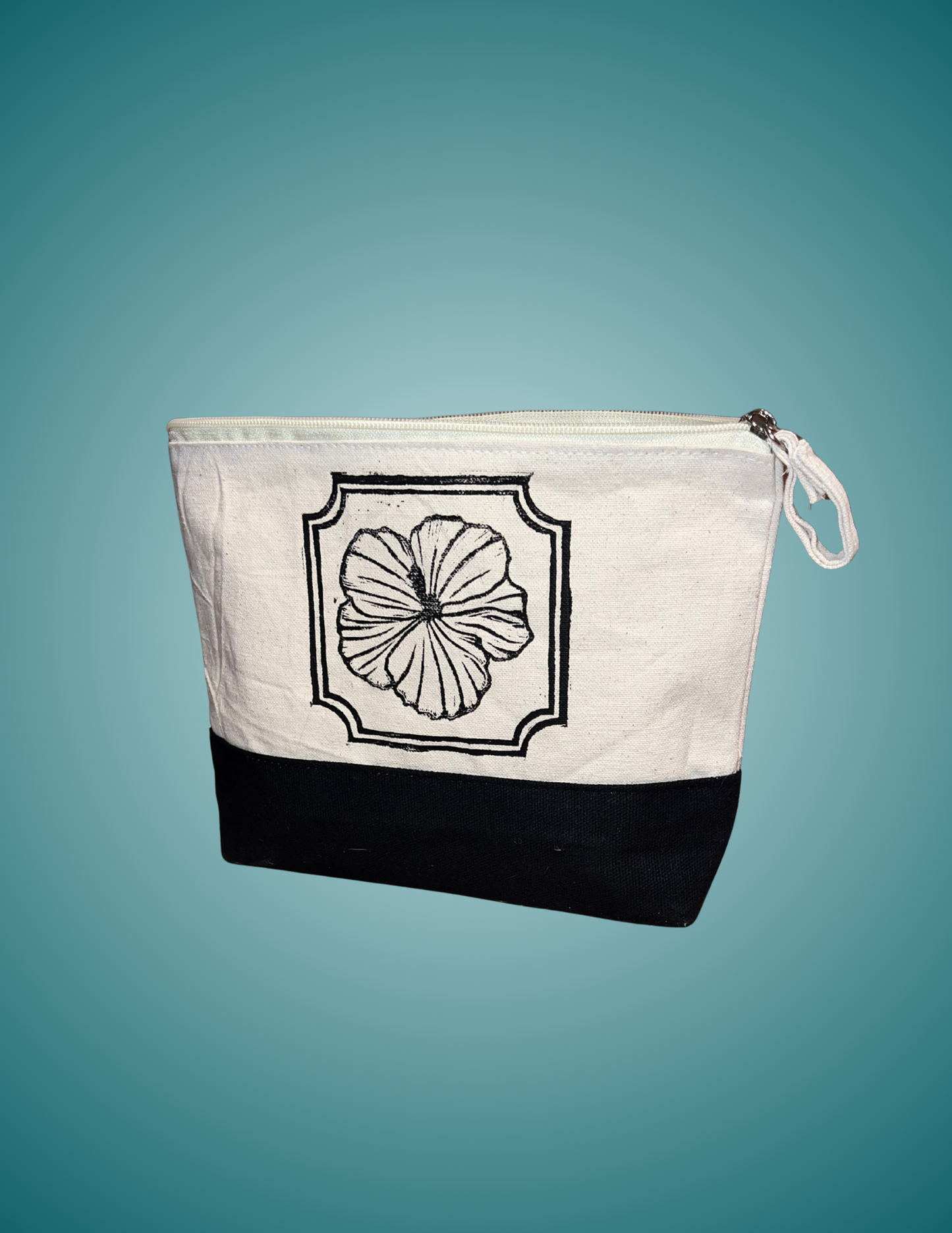 Hand Printed Linocut Hibiscus Flower - Standing Zip Pouch