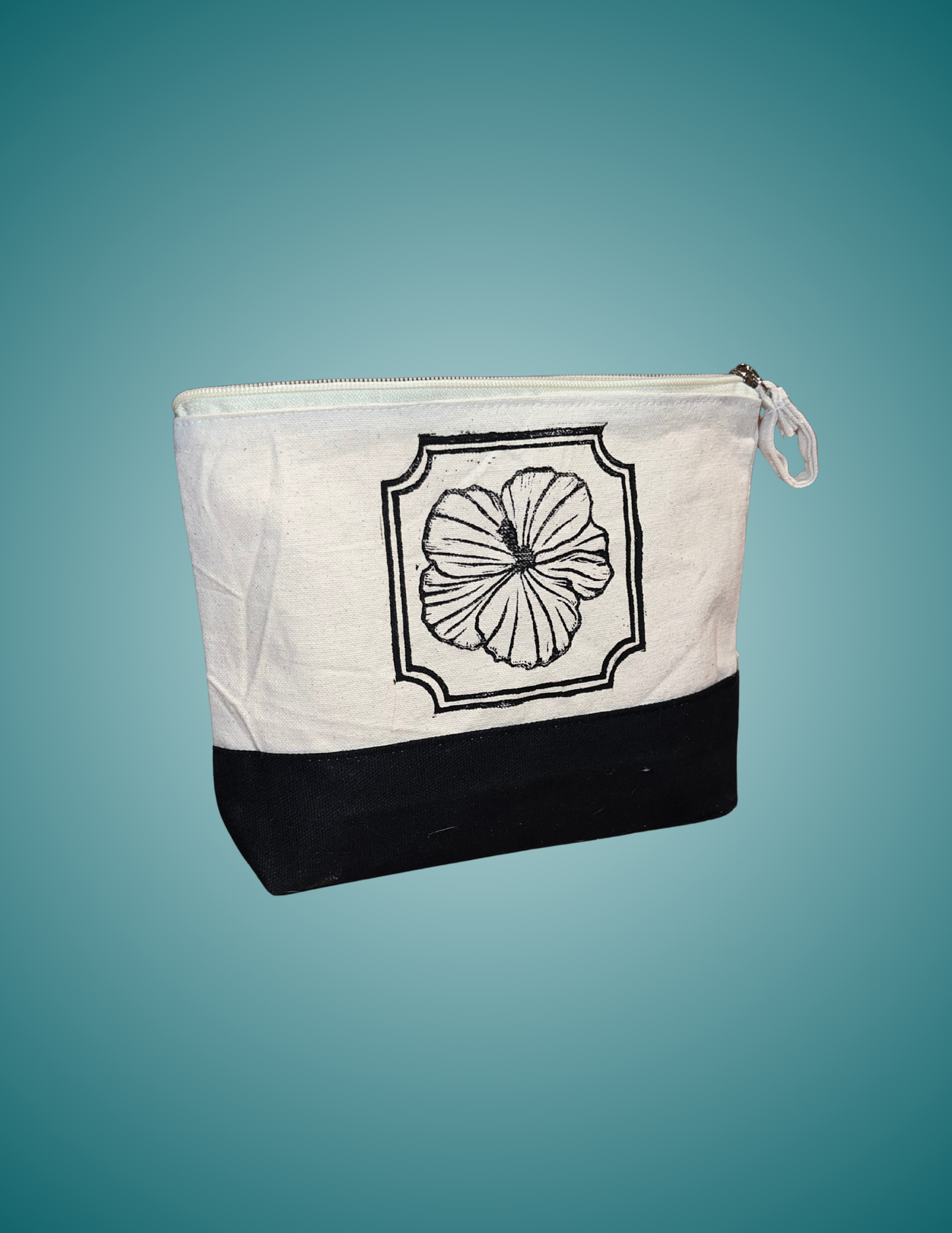 Hand Printed Linocut Hibiscus Flower - Standing Zip Pouch