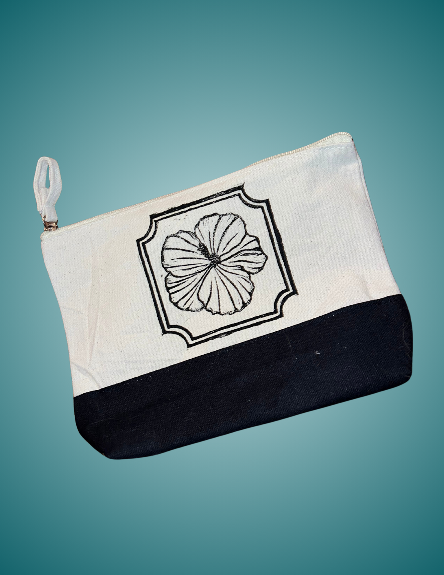 Hand Printed Linocut Hibiscus Flower - Standing Zip Pouch