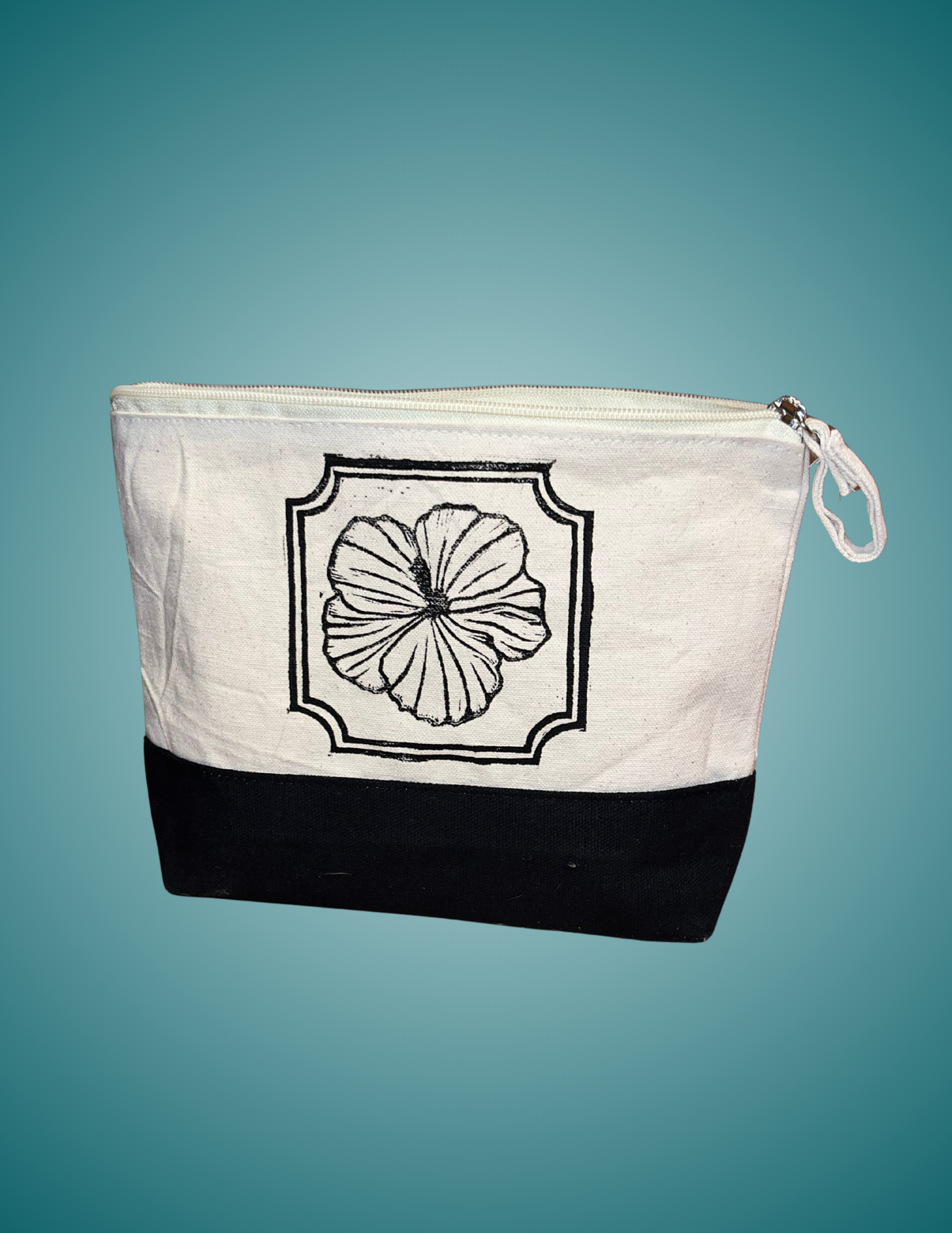 Hand Printed Linocut Hibiscus Flower - Standing Zip Pouch